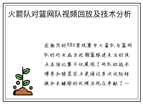 火箭队对篮网队视频回放及技术分析