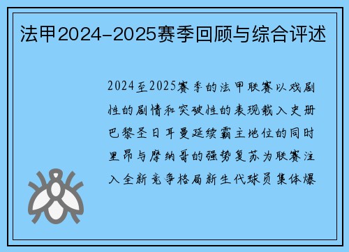 法甲2024-2025赛季回顾与综合评述
